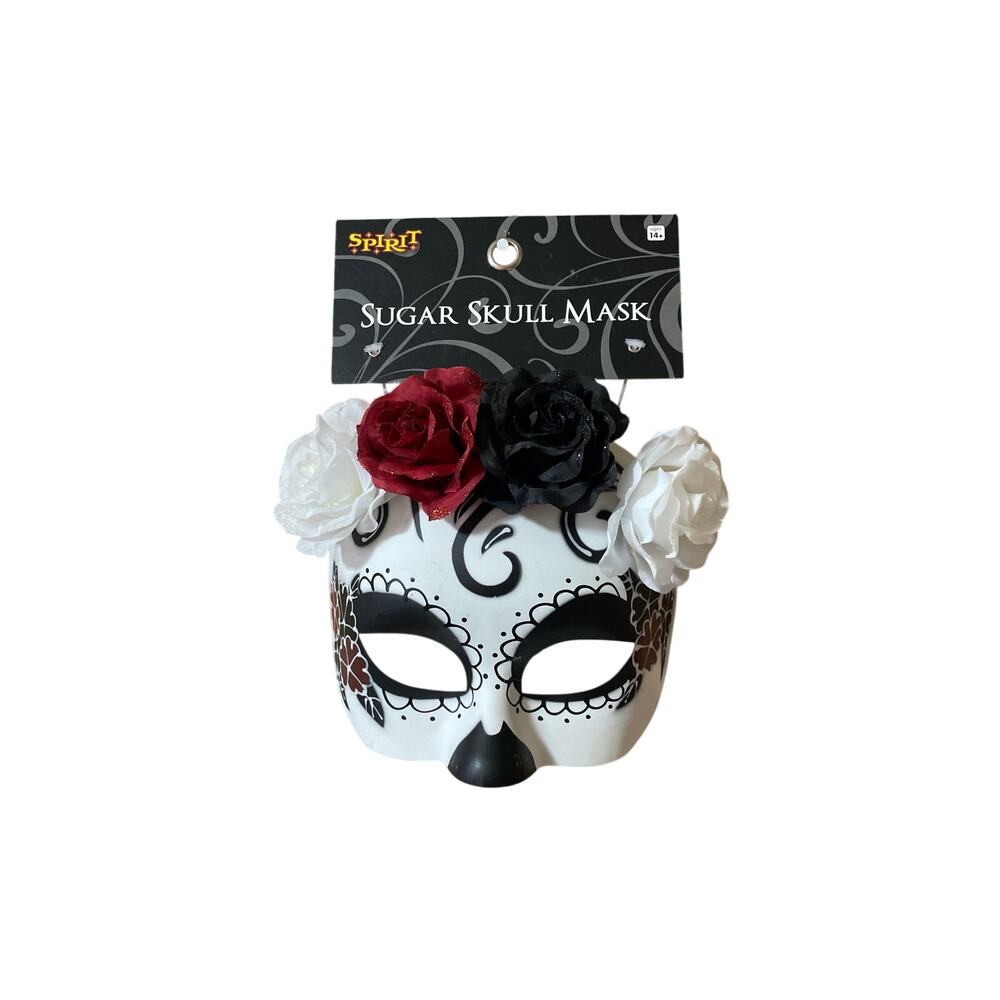 Spirit Halloween Mask Sugar Skull Floral Day of the Dead Costume NWT - Picture 1 of 8